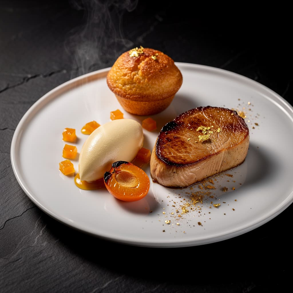 Foie de primera con brioche de aceituna